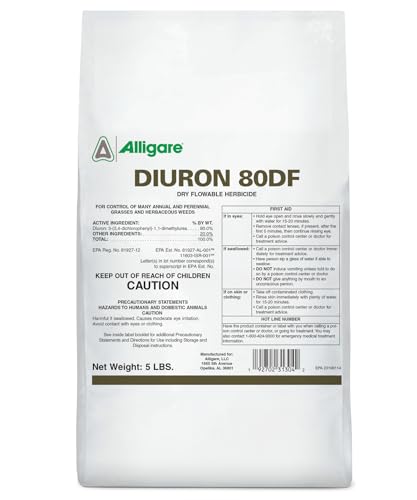 Alligare Diuron 80 DF Herbicide - Pre- & Post-Emergent Weed Killer for Industrial & Non-Crop Areas - Controls Crabgrass, Ryegrass & Broadleaf Weeds - Dry Granules for Ground Application - 5 lb