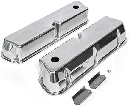 Speedmaster PCE314.1083.01 Compatible with Ford SB 289 302 351 Windsor Polished Aluminum Plain Valve Covers - Tall w/Hole