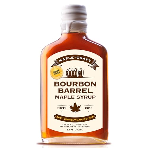 Maple Craft Foods Salted Caramel Maple Syrup – Organic Vermont Maple Syrup with Natural Caramel Flavor & Salt, Gourmet Flavored Syrup for Pancakes, Coffee, Baking and Desserts, 6.8 oz