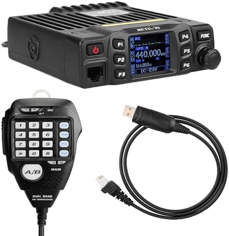 Retevis RT95 Mobile Ham Radio, 2m/70cm Dual Band Mobile Ham Radio Kit | Dual Speakers, CHIRP, 180° Rotatable LCD Screen, VOX, Ham Radio Base Station, Mobile Transceiver with Cable for Vehicle Car