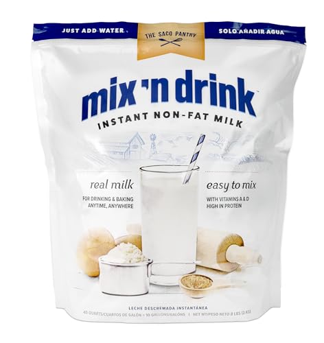 SACO Mix 'n Drink Instant Skim Milk, Fat-Free, Makes 10 Gallons