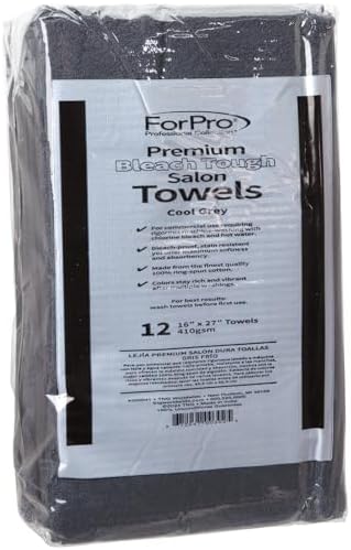 ForPro 24ct Bleach Tough Salon Towels, 16Wx27L in, Cool Grey, 100% Cotton | for Salon, Spa & Gym Use, Hand Towels, Bleach-Safe Salon Towels, Absorbent Spa Towels, Barber Towels, Salon & Spa Essentials