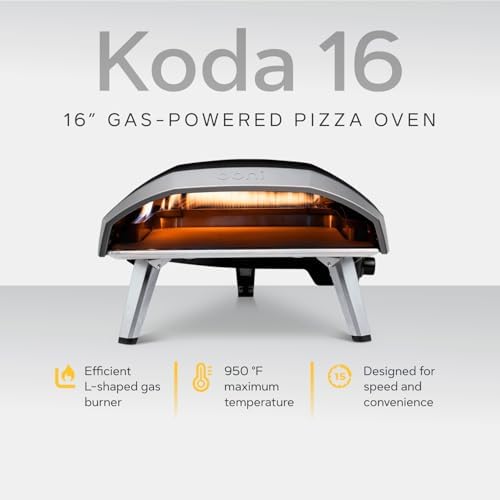 Ooni Koda 16 Propane Gas Pizza Oven – 16" Gas Powered Outdoor Oven with 28 mBar Regulator and Gas Hose