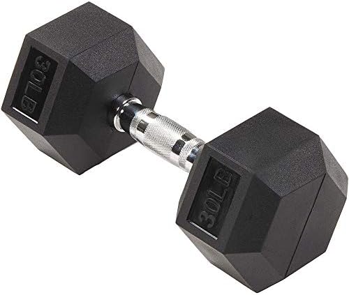 Rubber Encased Hex Dumbbell with Knurled Alloy Material Non-slip Handle, Basic Professional Dumbbell