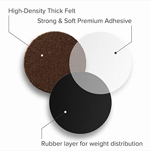 16 Heavy-Duty Felt Furniture Pads 2” 1/4” Thick X-Protector Round Felt Pads | for Furniture Feet - The Best Felt Floor Protectors for Furniture to Prevent Scratches. Protect Your Hard Floor! (Brown)
