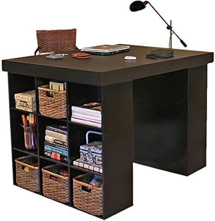 Venture Horizon Project Center Desk with Two 9-Cubby Bookcase (Oak)