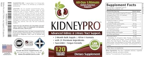 Kidney-Pro: with 21 Kidney Health Supplements in 1 Formula | All-in-1 Kidney Support Supplement | 2-Month Bulk Supply | 120 Capsules