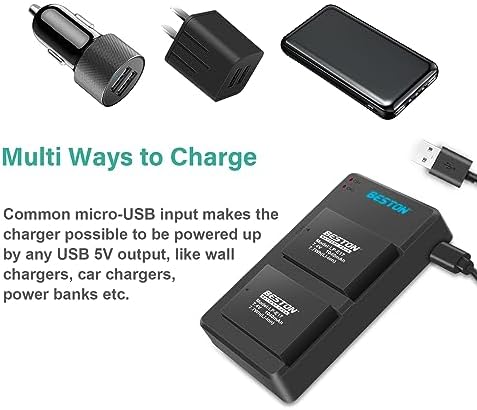 BESTON 2-Pack LP-E17 Battery and Charging Base for Canon EOS R50 R100 RP R10 R8, Rebel T8i, T7i, T6i, T6s, SL2, SL3, Powershot V1, EOS M3, M5