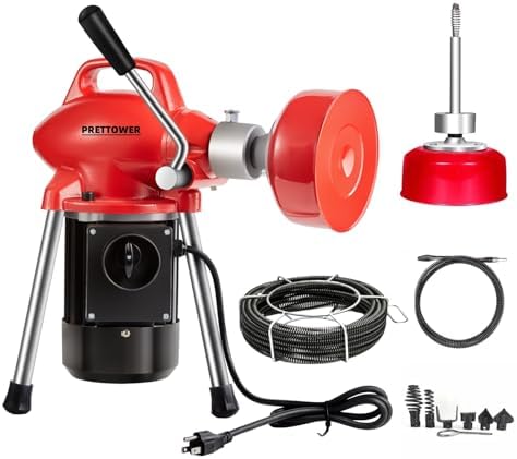 K-50 Drain Cleaner Machiner, 90Ft (74 'x 5/8 "and 16' x 3/8") Electric Drain Drill, 400W 3 Cable Electric