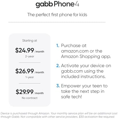 Gabb Phone 4 - Kids Phone, GPS Tracker, No Internet, Black | Phone for kids ages 8-12, parental controls, no social media, no internet browser
