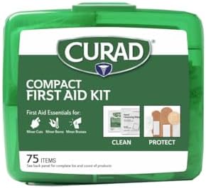 Curad Compact First Aid Kit, Green 75 Items, 1 Each