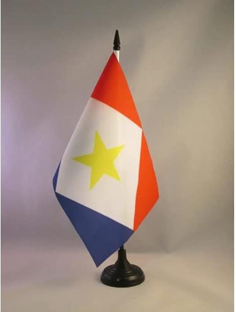 AZ FLAG Nicaragua Table Flag 4x6 in 100D Polyester Plastic Base | Indoor use Nicaraguan 15x10 cm desk flag stitched finish with reinforced edges with plastic pole