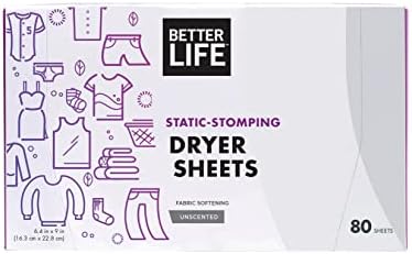 Better Life Natural Dryer Sheets, Unscented, 80 Count