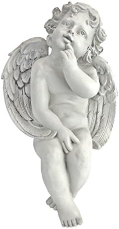 Design Toscano JE101261 Angel of Meditation Shelf Sitting Statue, 13 Inch, Polyresin, Antique Stone