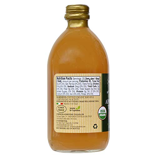 100% Raw-unfiltered Organic Apple Cider with "The Mother" 17 Oz (Pack of 2) - Rich in Probiotics and Enzymes, Perfect for Cooking, Salad Dressings