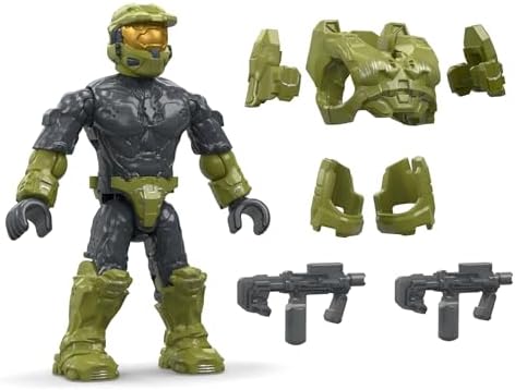 MEGA HALO Action Figures Building Toys Set, Character Pack with 339 Pieces, Poseable Articulation, 2 Inches Tall, Kids or Adult Collectible