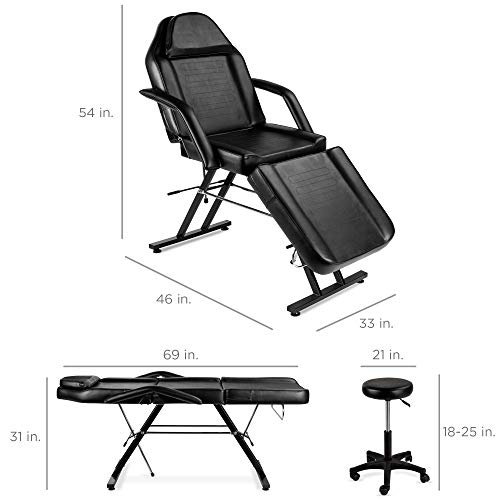Best Choice Products 71in 3-Section Multipurpose Massage Bed, Spa & Salon Facial, Tattoo Chair w/Hydraulic Stool, Removable Headrest, Facial Cradle