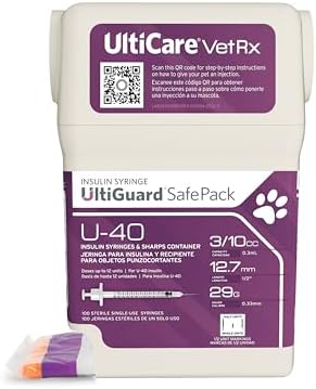 UltiGuard Safe Pack U-40 Pet Insulin Syringes, 3/10cc, 29G x 1/2", 100Ct HU
