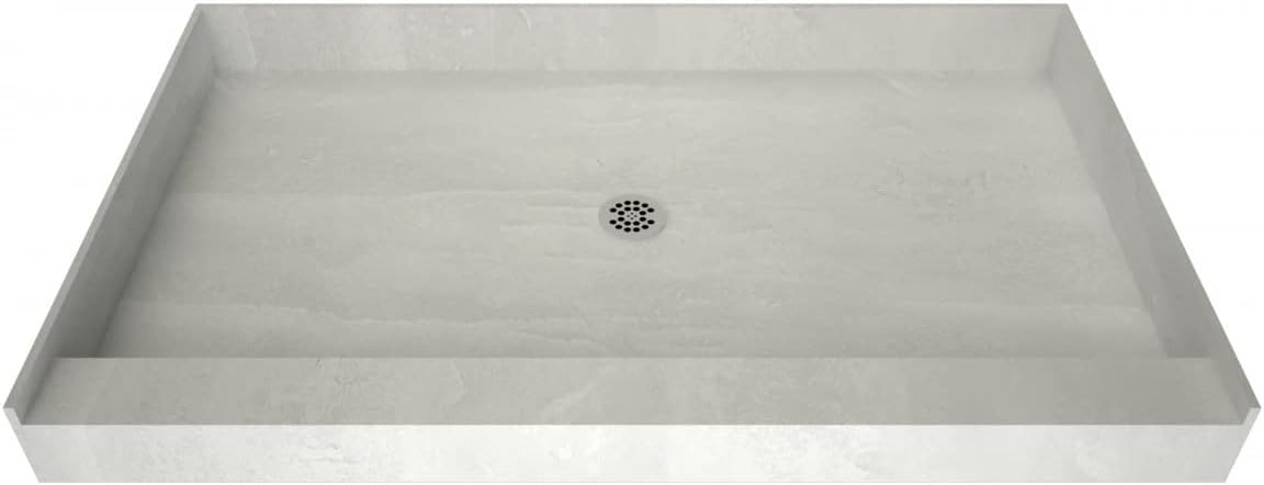 Tile Redi P3648C-RB36-KIT Shower Pan and Bench with Center Drain- Single Curb Shower Base, Bench, 2" PVC Drain, and Plate Included, 60" Width x 36" Depth