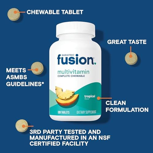 Bariatric Fusion Orange Cream Flavored Complete Chewable Bariatric Multivitamin with Iron for Bariatric Surgery Patients Including Gastric Bypass and Sleeve Gastrectomy - 120 Tablets