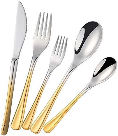 Silverware Set Stainless Steel 20 Piece Flatware Set Kitchen Cutlery Heavyweigh Utensil Service for 4 Include Knife Fork Spoon, Mirror Finish