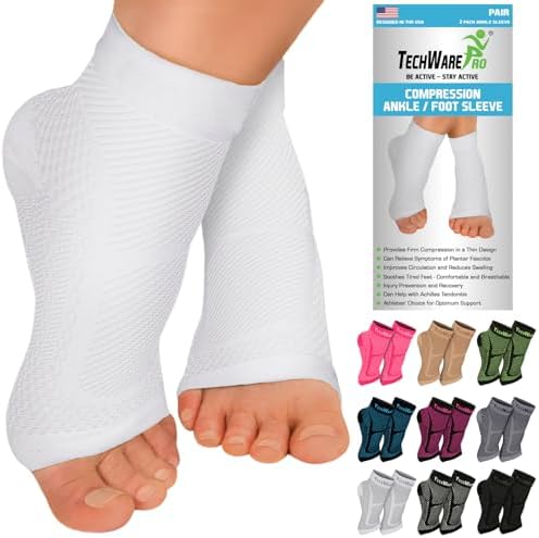 Ankle Brace Compression Sleeve - Plantar Fasciitis Sock. Relieves Achilles Tendonitis. Foot Arch Support Reduces Joint Pain, Swelling & Heel Spur Pain. Injury Recovery Braces for Sports