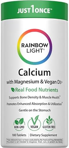 Rainbow Light Calcium Complex with Magnesium & Vitamin D3 + | 180 Tablets | Real Food Nutrients | Supports Bone Density & Muscle Health | Vegan