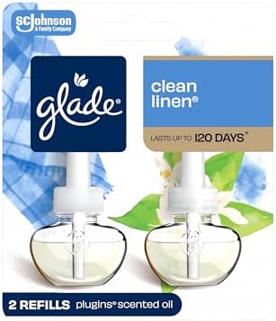 Glade PlugIns Refills Air Freshener, Scented and Essential Oils for Home and Bathroom, Clean Linen, 1.34 Fl Oz, 2 Count