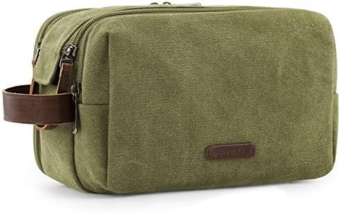 BAGSMART Toiletry Bag for Men, Canvas Travel Toiletry Organizer Dopp Kit Water-resistant Shaving Bag for Toiletries Accessories,Grey-Medium