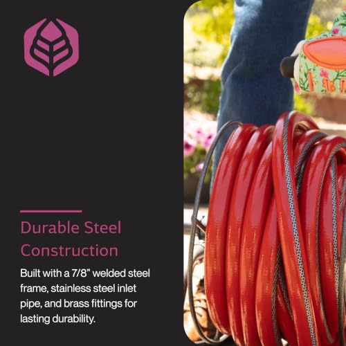 Yard Butler Hose Reel, 180 Degree Swivel, Wall Mount, 100-Foot Hose | Versatile Hose Reel, Great for Garden Hose Storage, Leakproof Design, Powder Coated Steel, Rust-Resistant, Tangle-Free
