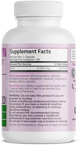 Bronson Ultra Biotin 10,000 Mcg Hair Skin and Nails Supplement, Non-GMO, 120 Vegetarian Capsules