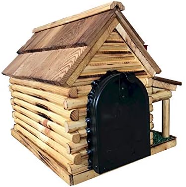 Log Cabin with Porch Wooden Mailbox Natural Amish Made in USA