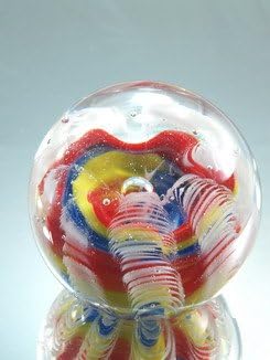 M Design Art Handcraft Crystal Rainbow Swirls Layer Glass Paperweight