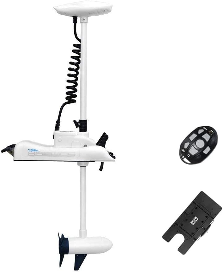 Haswing Bow Mount Trolling Motor 55lbs 48in with Remote, Quick Release | Fresh & Saltwater Ready, 164ft Wireless Remote Range, White, Fits Boats up to 19ft, Req 13.7 x 8" Flat Mount Surface