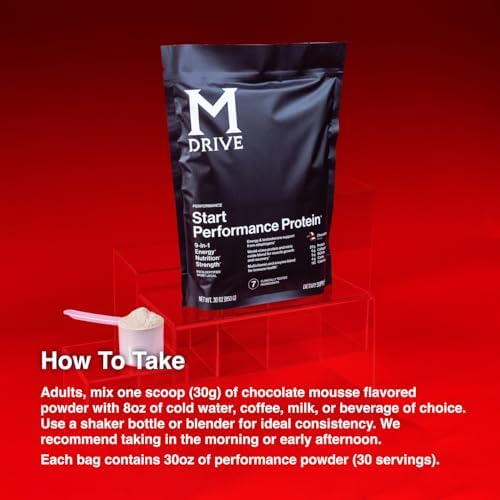 Mdrive Start Performance Protein Powder Chocolate Mousse 30 Servings | 9 in 1 Complete Nutrition Shake Adaptogen Blend Digestion Immune Nitric Oxide