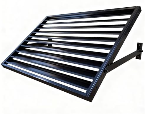 56 in W x 32 in H Shutters Window Awnings Exterior, Aluminum Black Window Shutters Fixed Metal Awning for Door Entrance, Windows