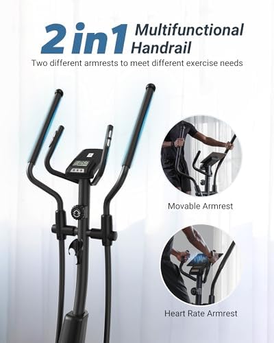 MERACH Elliptical Exercise Machine for Home Use, Elliptical Machine with Hyper-Quiet Magnetic Drive System, 16-Level Resistance Adjustment
