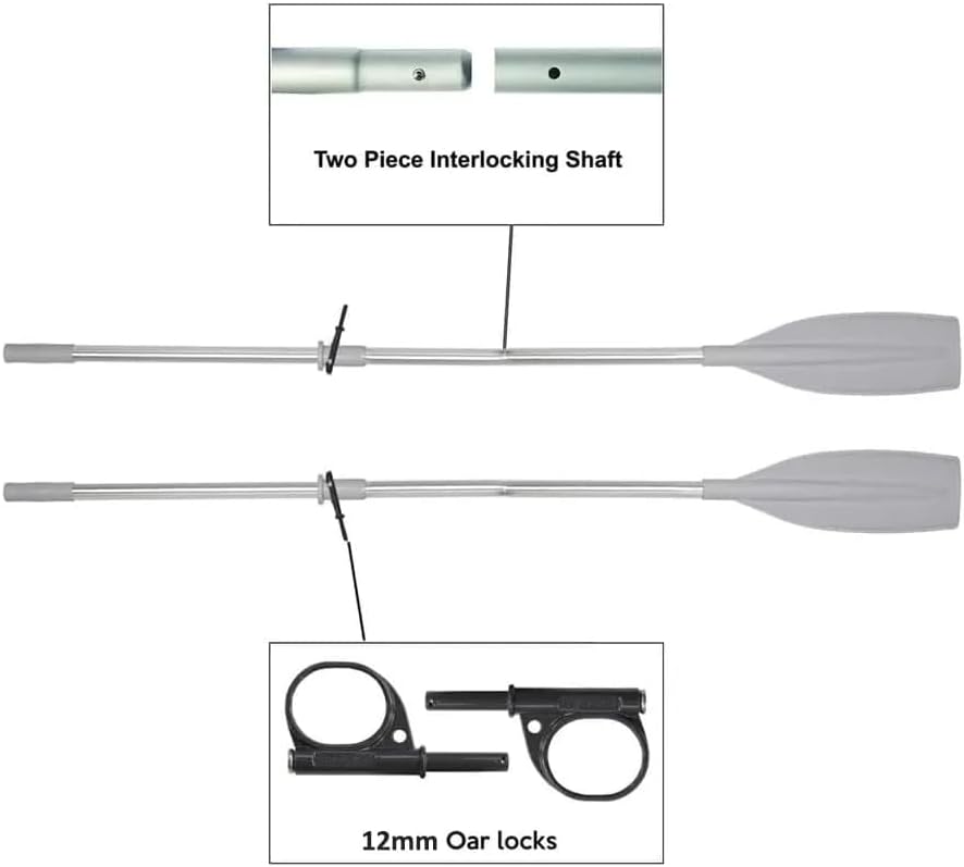 Oceansouth Aluminum Boat Oars with Oar Stops – 2-Piece Split Shaft Rowing Oars for Dinghies