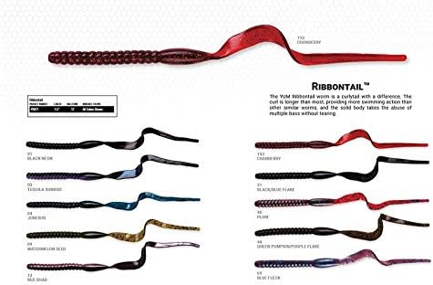 YUM Ribbontail Worm Curly-Tail Swim-Bait Bass Fishing Lure