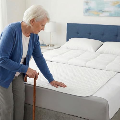 RMS Ultra Soft 4-Layer Washable and Reusable Incontinence Bed Pad, 34"x36" | Premium Quilted Bed Pad for Incontinence, waterproof reusable protector helps keep mattresses, furniture and wheelchairs dry