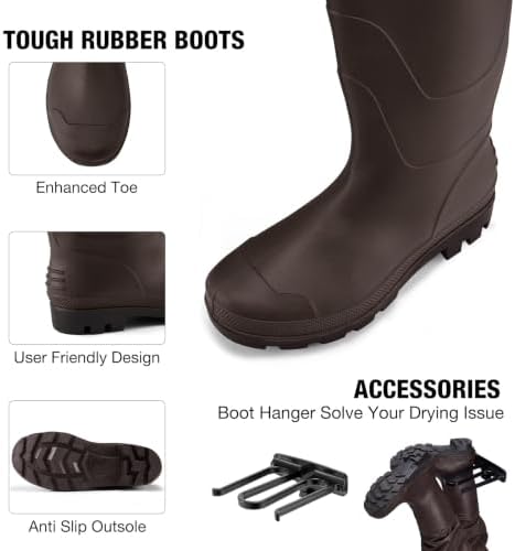 Waders for Men Waterproof Women Fishing Chest Wader with Boots | 2-Ply Nylon/PVC, for hunting & fishing, with boot hanger