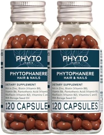 PHYTO Phytophanère Hair Growth Supplement for Women & Men - Biotin, Zinc & Vitamin B6 for Thicker, Stronger Hair & Nails - 120 Capsules, 2-Month Supply