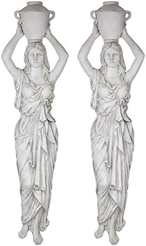 Design Toscano Dione the Divine Greek Water Woman Indoor/Outdoor Garden Statue, Medium, 22 inches tall, Cast Stone Resin, Antique Stone Finish