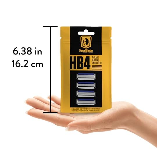 HeadBlade Men's HB4 Refill Shaving Razor Blades. Stainless Steel Blades for No Tugging or Pulling, Shave Less, Works for Face, Body, and Scalp (Pack of 1)