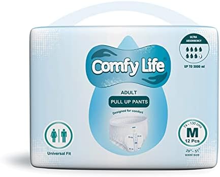 Comfy Life Premium Adult Diaper Incontinence Pull Up Pants – High Absorbency Adult Diapers for Women & Men - Adult Pull Up Nappy Pants for Comfort & Protection - Large Pack of 12 Pants