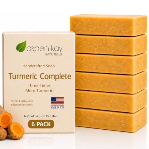 Turmeric Soap for Face & Body, Handmade, Cold Process, Organic. 4.5 oz | Gentle turmeric face wash & cleanser for glowing skin that feels refreshed, soft & balanced. Made in the USA