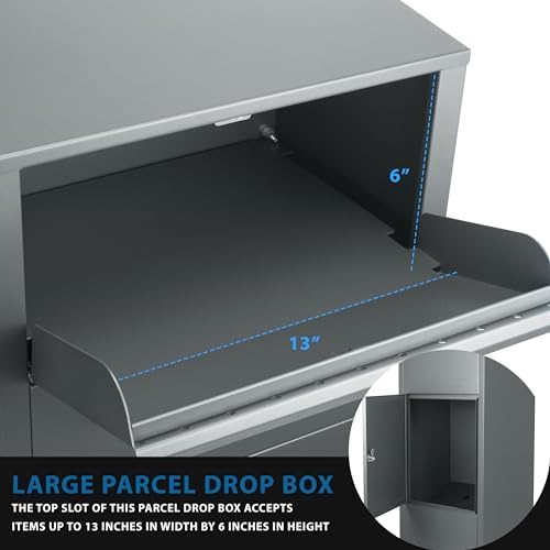 Barska Large Package Delivery Parcel Mail Steel Drop Box for Porch with Tamper-Resistant Drop Slot & Key Lock