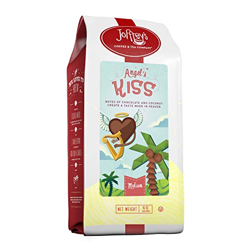 Joffrey's Coffee - Angel's Kiss, Artisan Medium Roast, Arabica Coffee Beans, Chocolate & Coconut Cream Flavor, Gluten-Free, Kosher, No Sugar (Ground