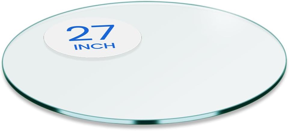 24 inch Round Glass Table Top - Tempered - 3/8" Thick Glass Surface, Safe Pencil Edge, Multipurpose for Dining Table, Patio, Coffee and End Table