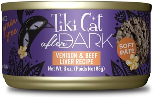 Tiki Cat After Dark Pate Wet Cat Food, Venison & Beef Liver, 3 oz. Cans